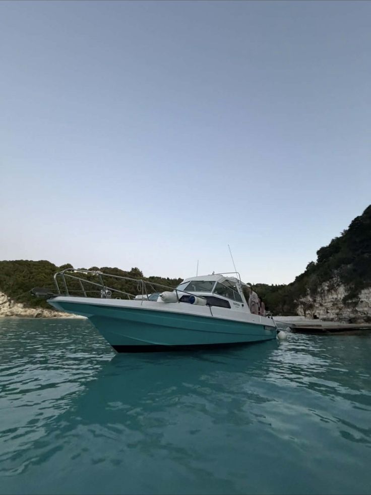 The Nautilos anchored in a turquoise cove in Paxos